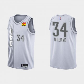 Thunder Kenrich Williams #34 Nike City Edition 75th Anniversary Gray Jersey