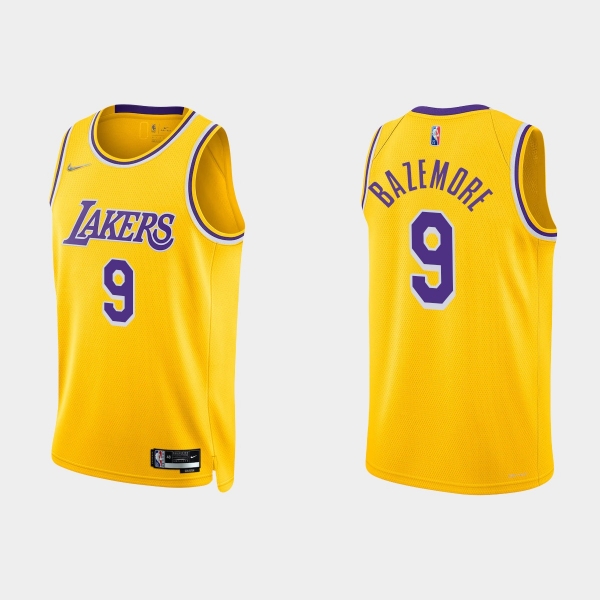 Los Angeles Lakers Kent Bazemore #9 Nike 2021/22 75th Anniversary Diamond Gold Jersey Icon