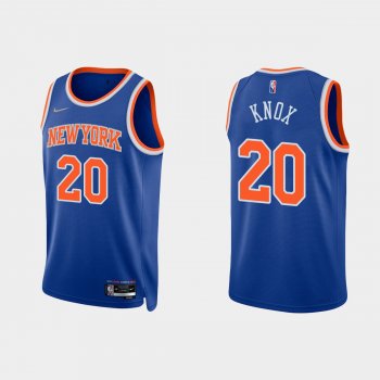 New York Knicks Kevin Knox #20 Nike 2021/22 75th Anniversary Diamond Blue Jersey Icon