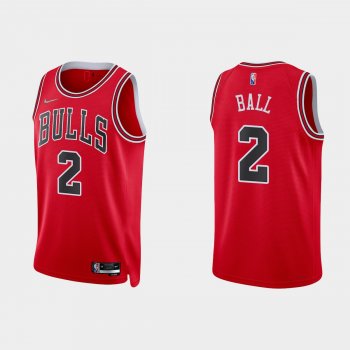 Chicago Bulls Lonzo Ball #2 Nike 2021/22 75th Anniversary Diamond Red Jersey Icon