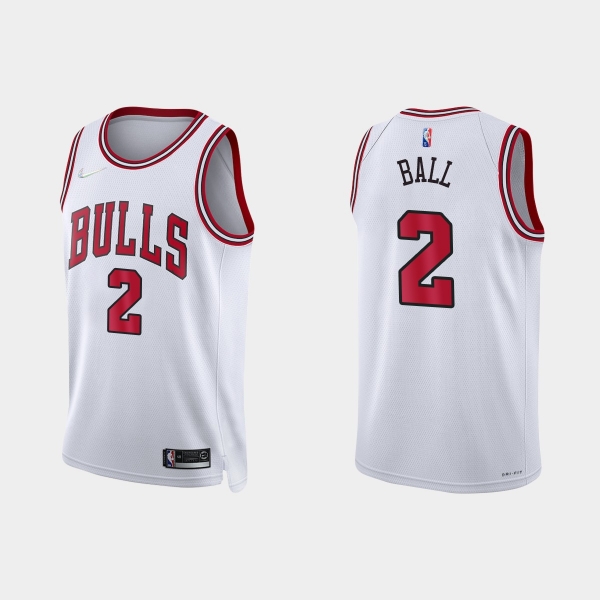 Chicago Bulls Lonzo Ball #2 Nike 2021/22 75th Anniversary Diamond White Jersey Association