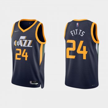 Utah Jazz Malik Fitts #24 Nike 2021/22 75th Anniversary Diamond Navy Jersey Icon