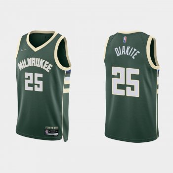 Milwaukee Bucks Mamadi Diakite #25 Nike 2021/22 75th Anniversary Diamond Hunter Green Jersey