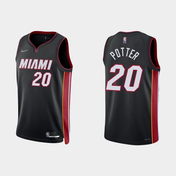 Miami Heat Micah Potter #20 Nike 2021/22 75th Anniversary Diamond Black Jersey Icon