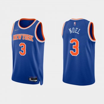 New York Knicks Nerlens Noel #3 Nike 2021/22 75th Anniversary Diamond Blue Jersey Icon