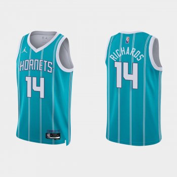 Charlotte Hornets Nick Richards #14 Nike 2021/22 75th Anniversary Diamond Teal Jersey Icon