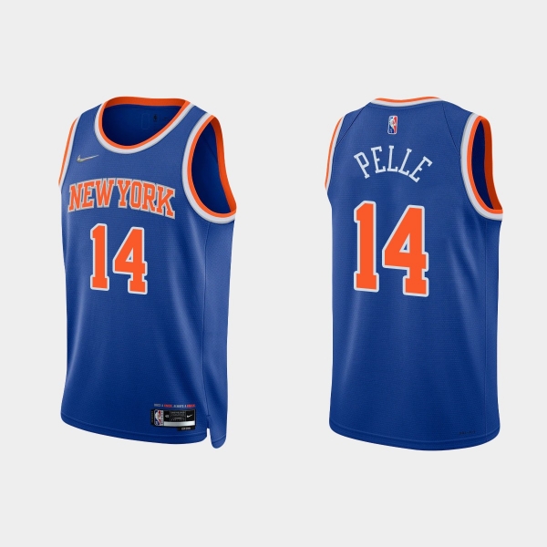 New York Knicks Norvel Pelle #14 Nike 2021/22 75th Anniversary Diamond Blue Jersey Icon