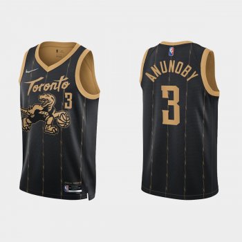 Toronto Raptors OG Anunoby #3 Nike 2021/22 75th Anniversary City Edition Black Jersey