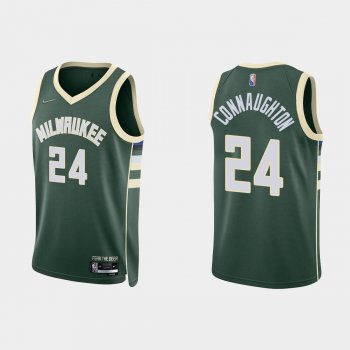 Milwaukee Bucks Pat Connaughton #24 Nike 2021/22 75th Anniversary Diamond Hunter Green Jersey