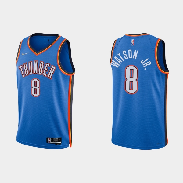 Oklahoma City Thunder Paul Watson Jr. #8 Nike 2021/22 75th Anniversary Diamond Blue Jersey Icon