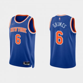 New York Knicks Quentin Grimes #6 Nike 2021/22 75th Anniversary Diamond Blue Jersey Icon