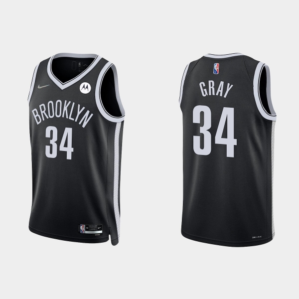 Brooklyn Nets RaiQuan Gray #34 Nike 2021/22 75th Anniversary Diamond Black Jersey Icon