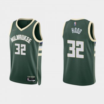 Milwaukee Bucks Rodney Hood #32 Nike 2021/22 75th Anniversary Diamond Hunter Green Jersey