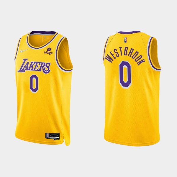 Los Angeles Lakers Russell Westbrook #0 Nike 2021/22 75th Anniversary Diamond Gold Jersey Icon