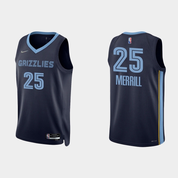 Memphis Grizzlies Sam Merrill #25 Nike 2021/22 75th Anniversary Diamond Navy Jersey Icon