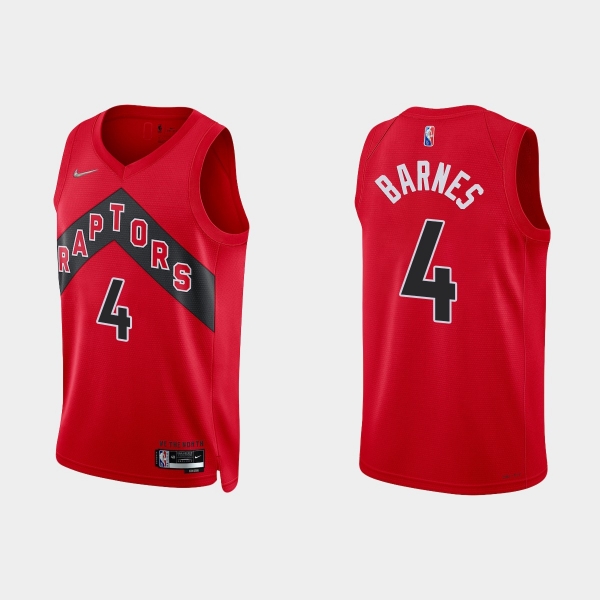 Toronto Raptors Scottie Barnes #4 Nike 2021/22 75th Anniversary Diamond Red Jersey Icon