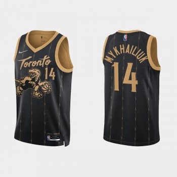 Toronto Raptors Sviatoslav Mykhailiuk #14 Nike 2021/22 75th Anniversary City Edition Black Jersey