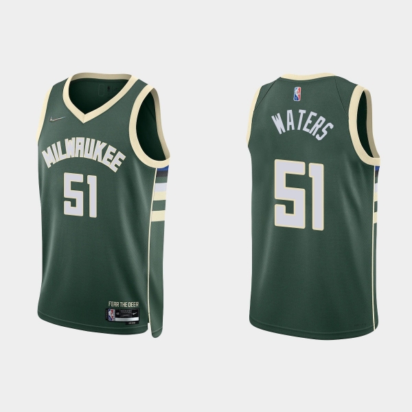 Milwaukee Bucks Tremont Waters #51 Nike 2021/22 75th Anniversary Diamond Hunter Green Jersey