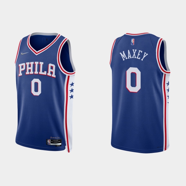 Philadelphia 76ers Tyrese Maxey #0 Nike 2021/22 75th Anniversary Diamond Royal Jersey Icon