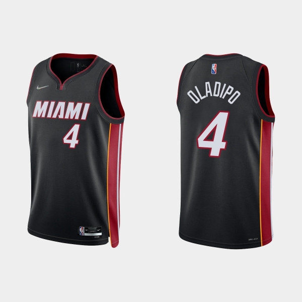 Miami Heat Victor Oladipo #4 Nike 2021/22 75th Anniversary Diamond Black Jersey Icon