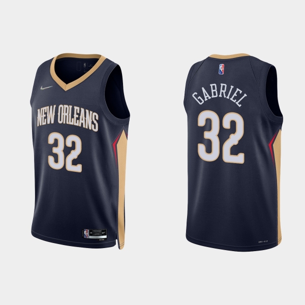 New Orleans Pelicans Wenyen Gabriel #32 Nike 2021/22 75th Anniversary Diamond Navy Jersey Icon