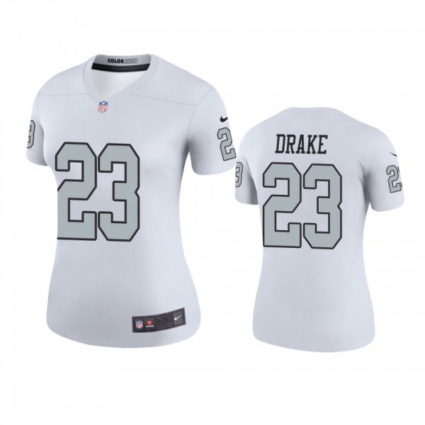 Women's Las Vegas Raiders Kenyan Drake White Color Rush Legend Jersey