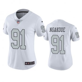 Women's Las Vegas Raiders Yannick Ngakoue White Color Rush Limited Jersey