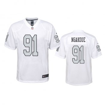 Youth Las Vegas Raiders Yannick Ngakoue White Color Rush Game Jersey