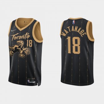 Toronto Raptors Yuta Watanabe #18 Nike 2021/22 75th Anniversary City Edition Black Jersey