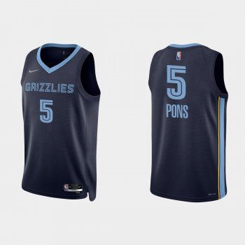 Memphis Grizzlies Yves Pons #5 Nike 2021/22 75th Anniversary Diamond Navy Jersey Icon