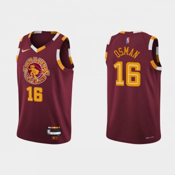 2021-22 Cleveland Cavaliers No. 16 Cedi Osman City 75th Anniversary Wine Jersey