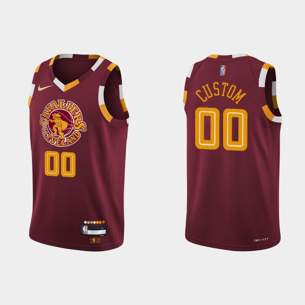 2021-22 Cleveland Cavaliers No. 00 Custom City 75th Anniversary Wine Jersey