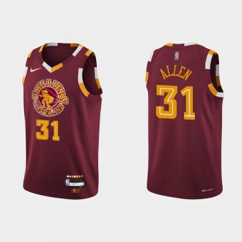 2021-22 Cleveland Cavaliers No. 31 Jarrett Allen City 75th Anniversary Wine Jersey