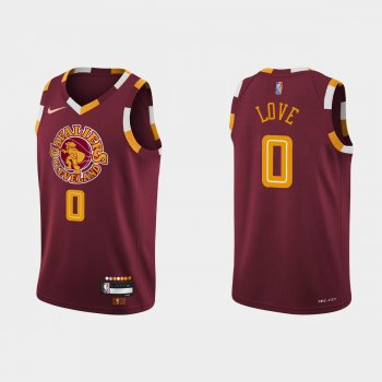 2021-22 Cleveland Cavaliers No. 0 Kevin Love City 75th Anniversary Wine Jersey