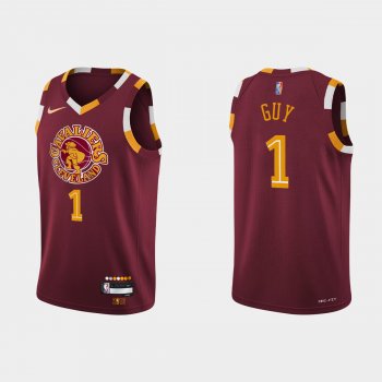 2021-22 Cleveland Cavaliers No. 1 Kyle Guy City 75th Anniversary Wine Jersey