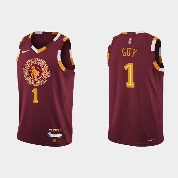 2021-22 Cleveland Cavaliers No. 1 Kyle Guy City 75th Anniversary Wine Jersey