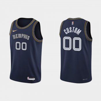 2021-22 Memphis Grizzlies No. 00 Custom City 75th Anniversary Navy Jersey