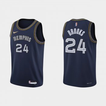 2021-22 Memphis Grizzlies No. 24 Dillon Brooks City 75th Anniversary Navy Jersey