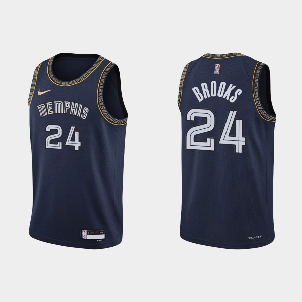 2021-22 Memphis Grizzlies No. 24 Dillon Brooks City 75th Anniversary Navy Jersey