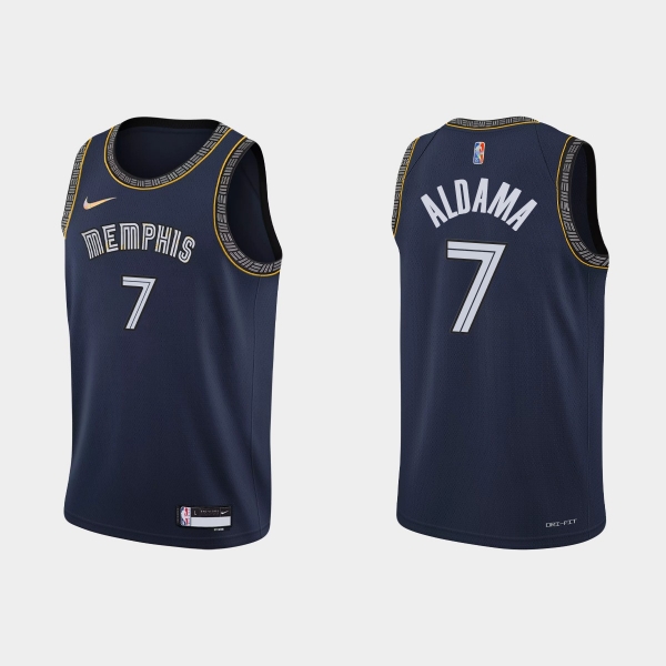 2021-22 Memphis Grizzlies No. 7 Santi Aldama City 75th Anniversary Navy Jersey