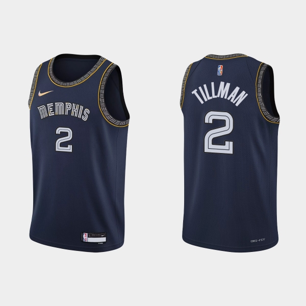 2021-22 Memphis Grizzlies No. 2 Xavier Tillman City 75th Anniversary Navy Jersey