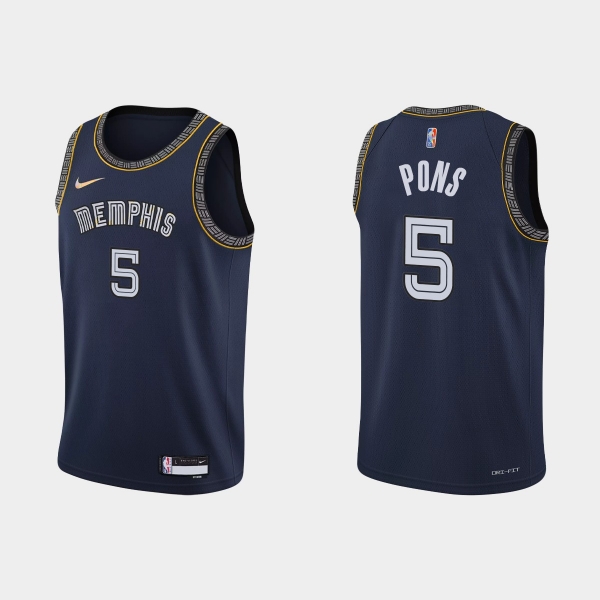 2021-22 Memphis Grizzlies No. 5 Yves Pons City 75th Anniversary Navy Jersey