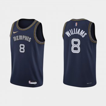 2021-22 Memphis Grizzlies No. 8 Ziaire Williams City 75th Anniversary Navy Jersey