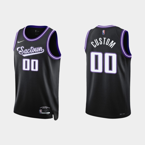 Sacramento Kings #00 Custom 2021-22 NBA 75th Anniversary City Black Jersey