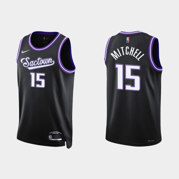 Sacramento Kings #15 Davion Mitchell 2021-22 NBA 75th Anniversary City Black Jersey