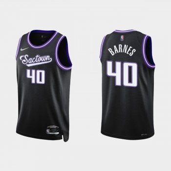 Sacramento Kings #40 Harrison Barnes 2021-22 NBA 75th Anniversary City Black Jersey