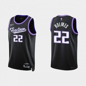 Sacramento Kings #22 Richaun Holmes 2021-22 NBA 75th Anniversary City Black Jersey