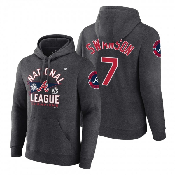 Atlanta Braves Dansby Swanson Charcoal 2021 National League Champions Hoodie