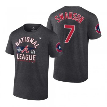 Atlanta Braves Dansby Swanson Charcoal 2021 National League Champions T-Shirt