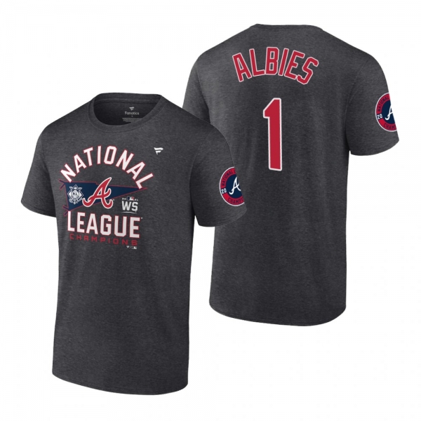 Atlanta Braves Ozzie Albies Charcoal 2021 National League Champions T-Shirt